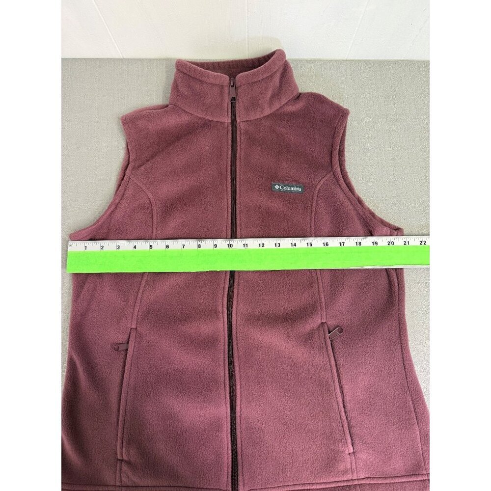 Columbia Womens Burgundy Fleece Vest  Large Full-Zip Athleisure Outdoors - Picture 8 of 9